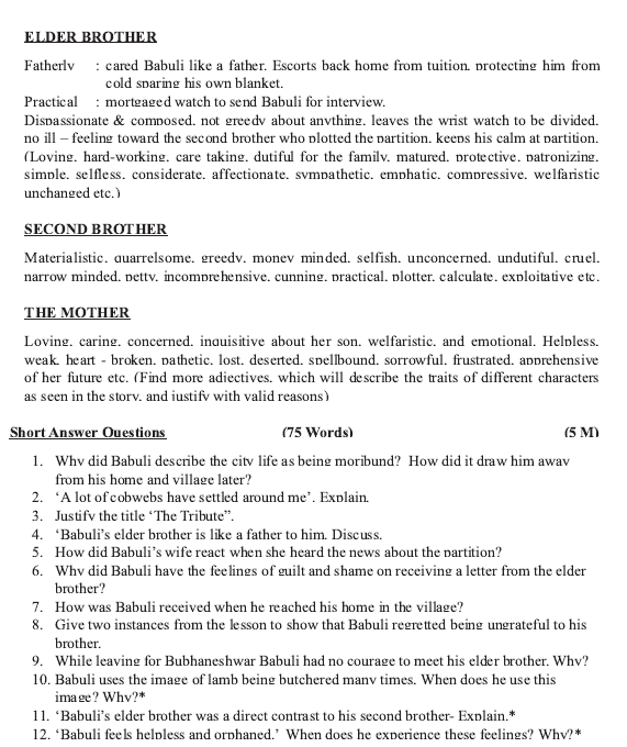 CBSE Class 10 English Literature Notes Set D