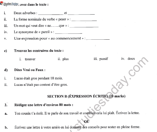 CBSE Class 10 French Sample Paper Solved Set A 2