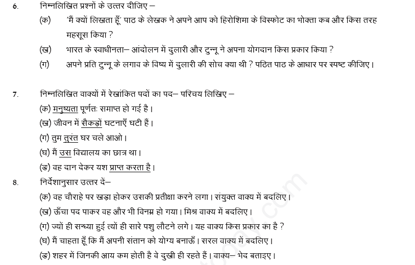 CBSE Class 10 Hindi Assignment Set B