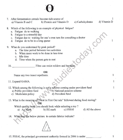 CBSE Class 10 Home Science Question Paper Set A Solved 2