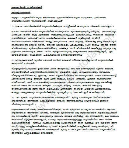 CBSE Class 10 Malayalam Athmavinte Velipatukal Worksheet Set A Solved
