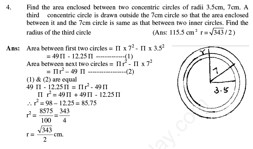 CBSE Class 10 Mathematics Area Relates to Circles Assignment Set C