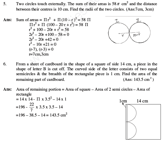 CBSE Class 10 Mathematics Area Relates to Circles Assignment Set C