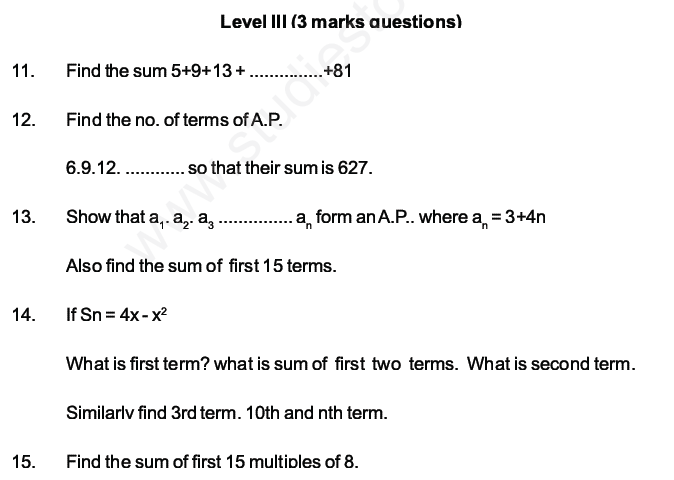 CBSE Class 10 Mathematics Arithmetic Progression Assignment Set F