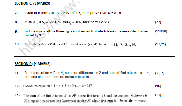 CBSE Class 10 Mathematics Arithmetic Progressions Worksheet Set B 2