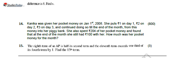 CBSE Class 10 Mathematics Arithmetic Progressions Worksheet Set B 3