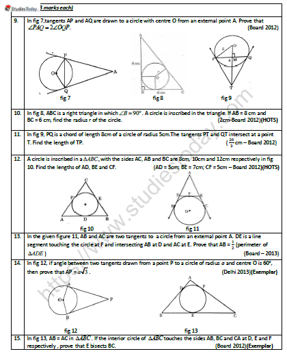 CBSE Class 10 Mathematics Circles Worksheet Set D 2