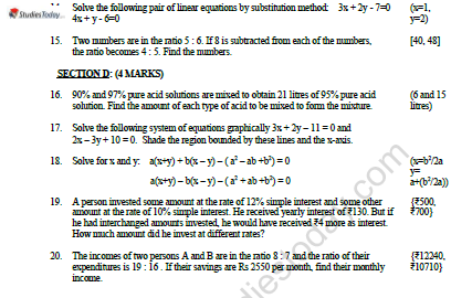 CBSE Class 10 Mathematics Pair of Linear Equation In Two Variables Worksheet Set E 2