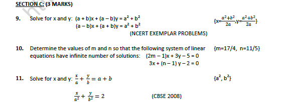 CBSE Class 10 Mathematics Pair of Linear Equation In Two Variables Worksheet Set F 2