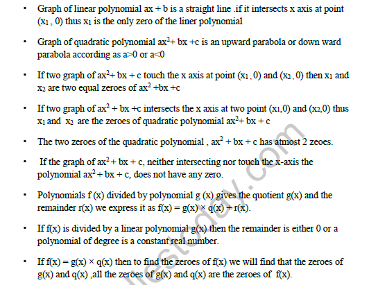 CBSE Class 10 Mathematics Polynomials notes_1