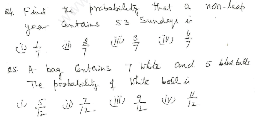 CBSE Class 10 Mathematics Probability Assignment Set H