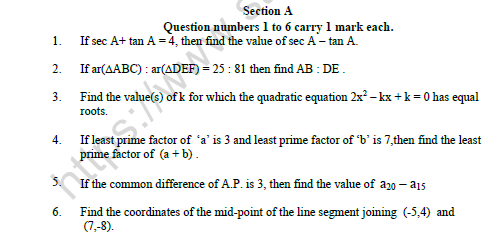 CBSE Class 10 Mathematics Question Paper 2021 Set B Solved 1