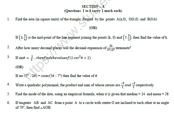 CBSE Class 10 Mathematics Question Paper 2022 Set B 1