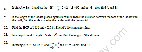 CBSE Class 10 Mathematics Sample Paper 2021 Set A 2