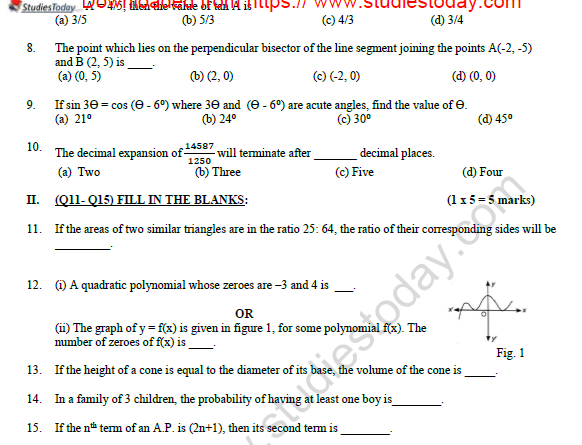 CBSE Class 10 Mathematics Sample Paper 2022 Set B 2