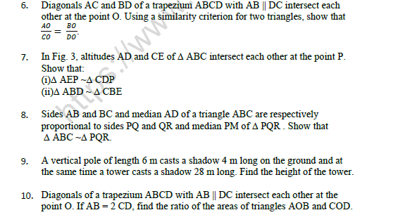 CBSE Class 10 Mathematics Triangles Worksheet Set C 2