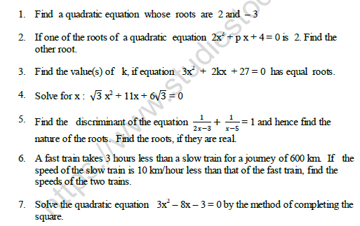 CBSE Class 10 Mathematics Worksheet Set A Solved 1