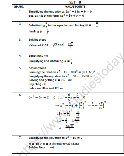 CBSE Class 10 Mathematics Worksheet Set B Solved 2