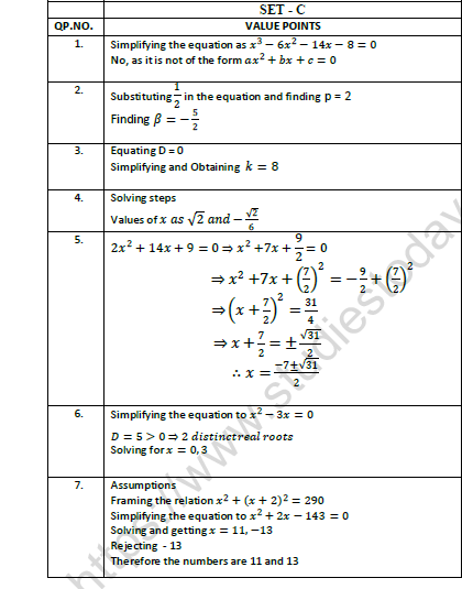 CBSE Class 10 Mathematics Worksheet Set C Solved 2