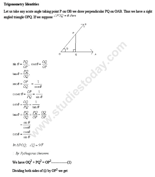 CBSE Class 10 Maths Trigonometry