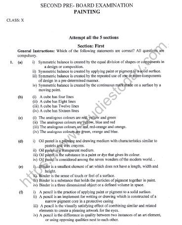 CBSE Class 10 Painting Question Paper Set C Solved 1