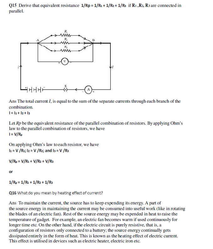 CBSE Class 10 Science Electricity Notes Set A Concepts for Physics ...