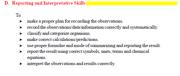 CBSE Class 10 Science Categories of practical skills_0