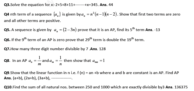 CBSE Class 11 Mathematics Sequences and Series Assignment Set A