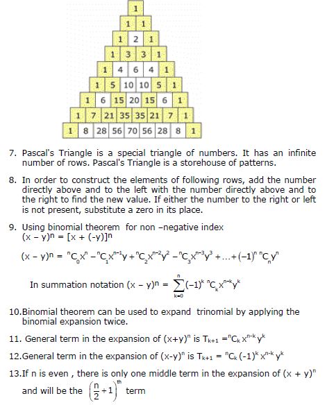 CBSE Class 11 Mathematics Binomial Theorem Notes