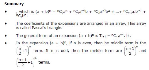 CBSE Class 11 Mathematics Binomial Theorem Notes