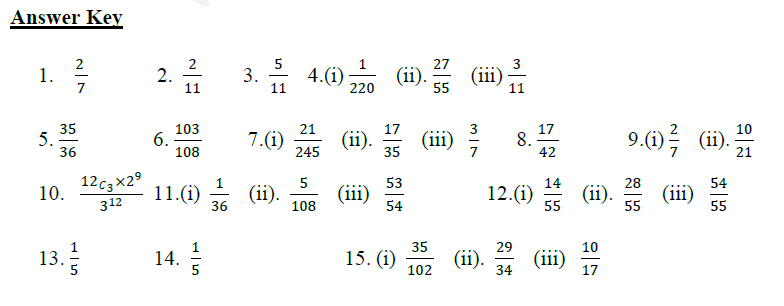 CBSE Class 11 Mathematics Probability Assignment Set A