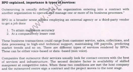 CBSE Class 12 Business Process Outsourcing Part 1