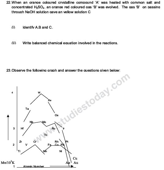 CBSE Class 12 Chemistry notes and questions for The d and f Block Elements Part A