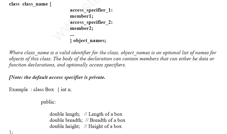 CBSE Class 12 Computer Science - Object Oriented Programming Concepts