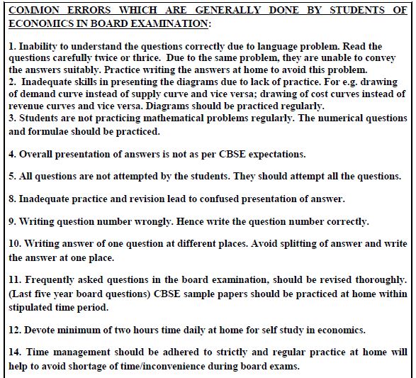 CBSE Class 12 Economics Concepts as per 2014-2015 format