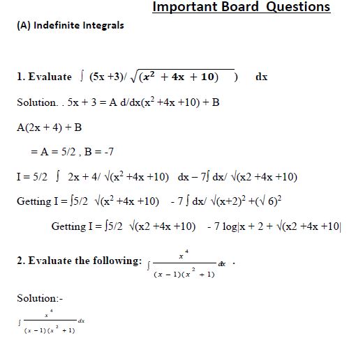 CBSE Class 12 Mathematics Integration