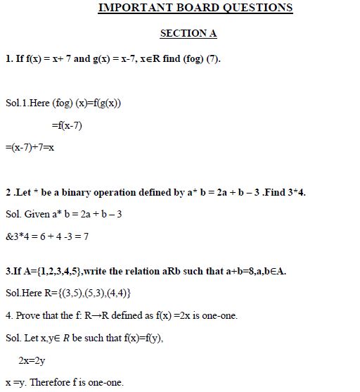 CBSE Class 12 Mathematics Relations & Functions_0