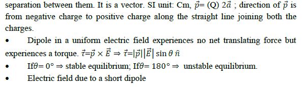CBSE Class 12 Physics Notes - Electrostatics