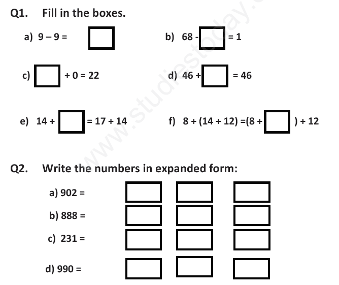 CBSE Class 2 Mathematics Revision Assignment Set E