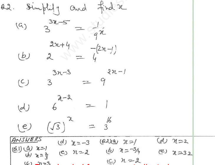 CBSE Class 8 Exponents and Powers Assignment 8