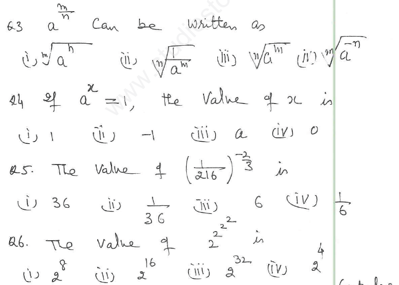 CBSE Class 8 Exponents and Powers Assignments 11