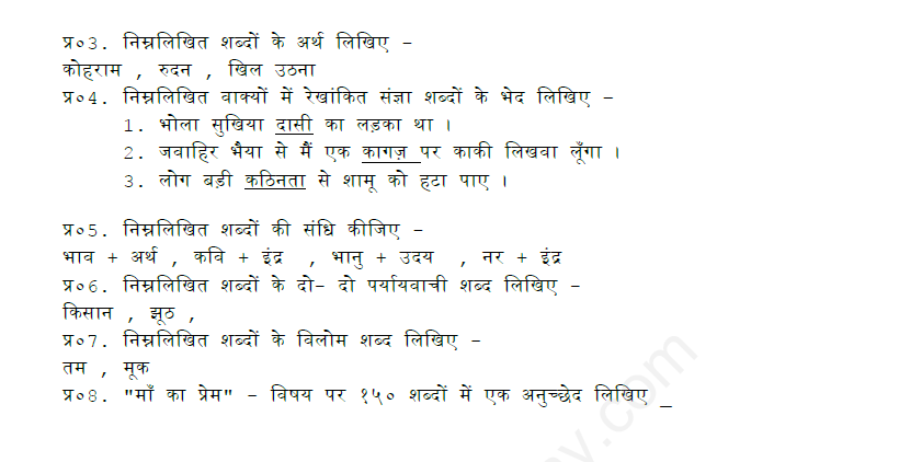 CBSE Class 8 Hindi Assignments Set A