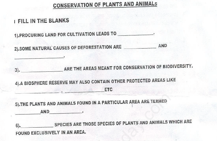 CBSE Class 8 Science Conservation Of Plants And Animals Assignment Set A