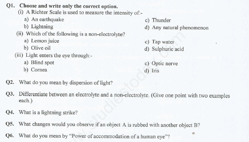 Revision Assignment for CBSE Class 8 Science (PDF)