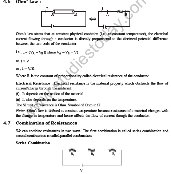 Class 7 Science Electric Current and its Circuits Chapter Notes