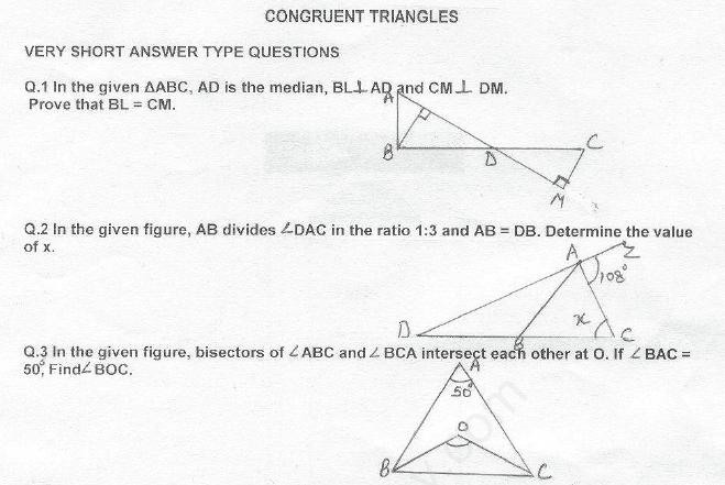 CBSE Class 9 Congruent Triangles