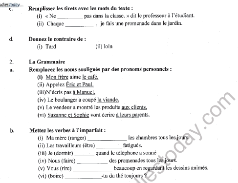 CBSE Class 9 French Worksheet Set G Solved 2