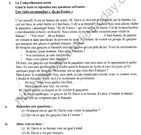 CBSE Class 9 French Worksheet Set H Solved 1