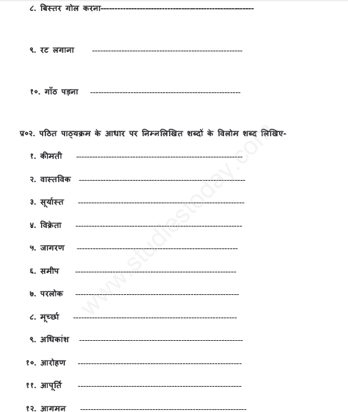 CBSE Class 9 Hindi Assignment (2)