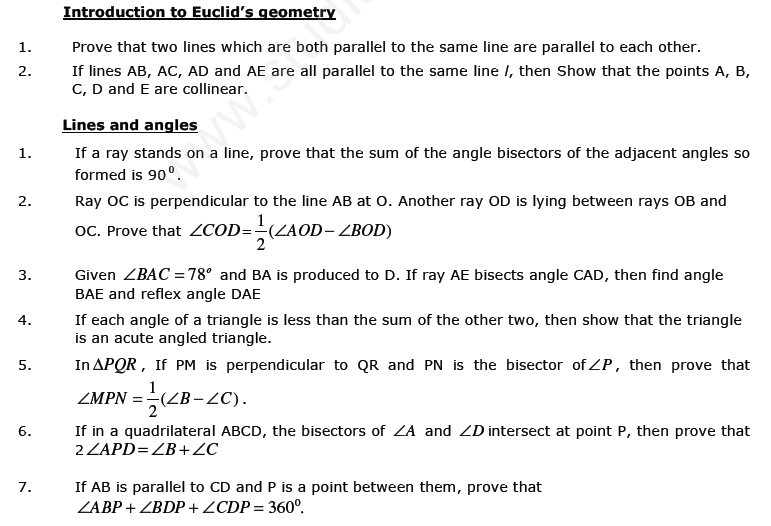  CBSE Class 9 Mathematics Revision Assignments Set D